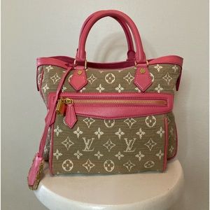 Louis Vuitton Beige Monogram Canvas Tote with Pink Trim